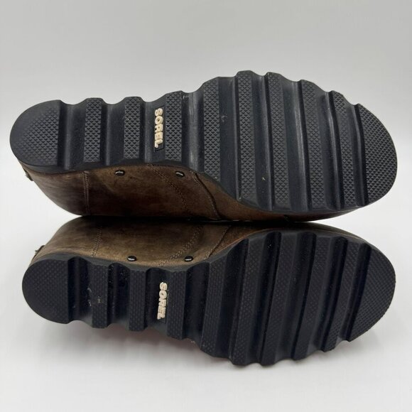 Sorel Joan Of Arctic Wedge Boots Brown Rustic Leather Lace-Up Womens Size 9 - Picture 7 of 9